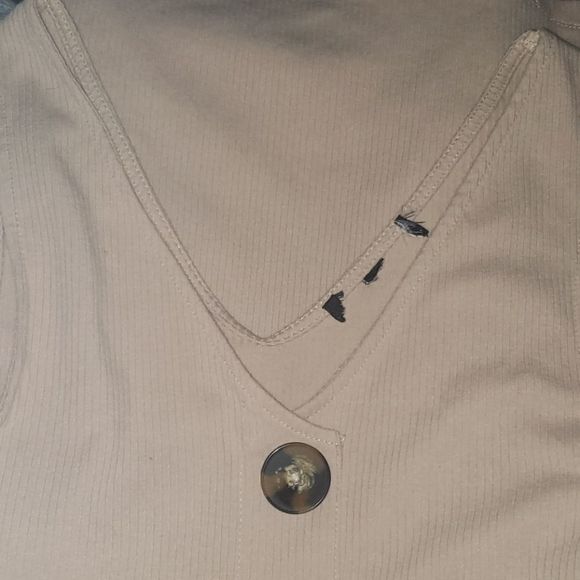 AVICI Tan Button Down Ribbed Dress S - Picture 5 of 6